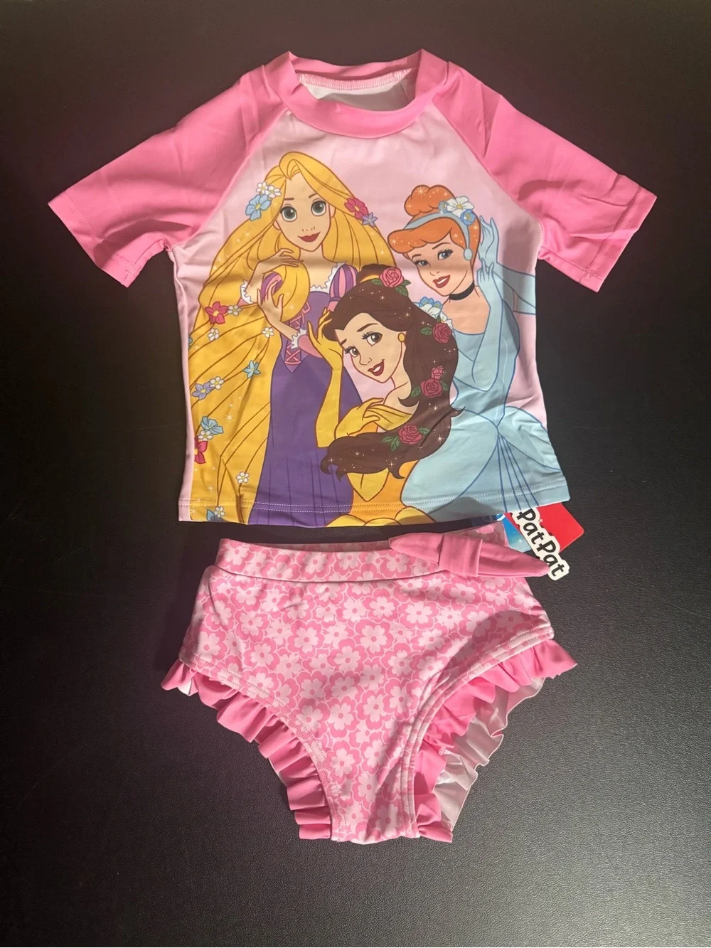 Disney Princess & Floral Print, Girl’s 3Y, Rashguard & Swimsuit Set. New.